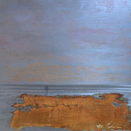 Peinture Couple plage du Lido par Mahieu Bertrand | Tableau Figuratif Métal Paysages