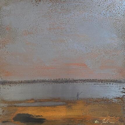 Peinture Pêcheur aux Salins  par Mahieu Bertrand | Tableau Figuratif Métal Paysages