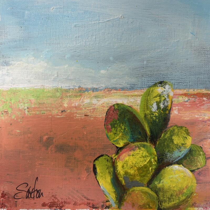 Peinture Pink cactus par Saxton Patricia | Tableau Figuratif Paysages Nature Acrylique