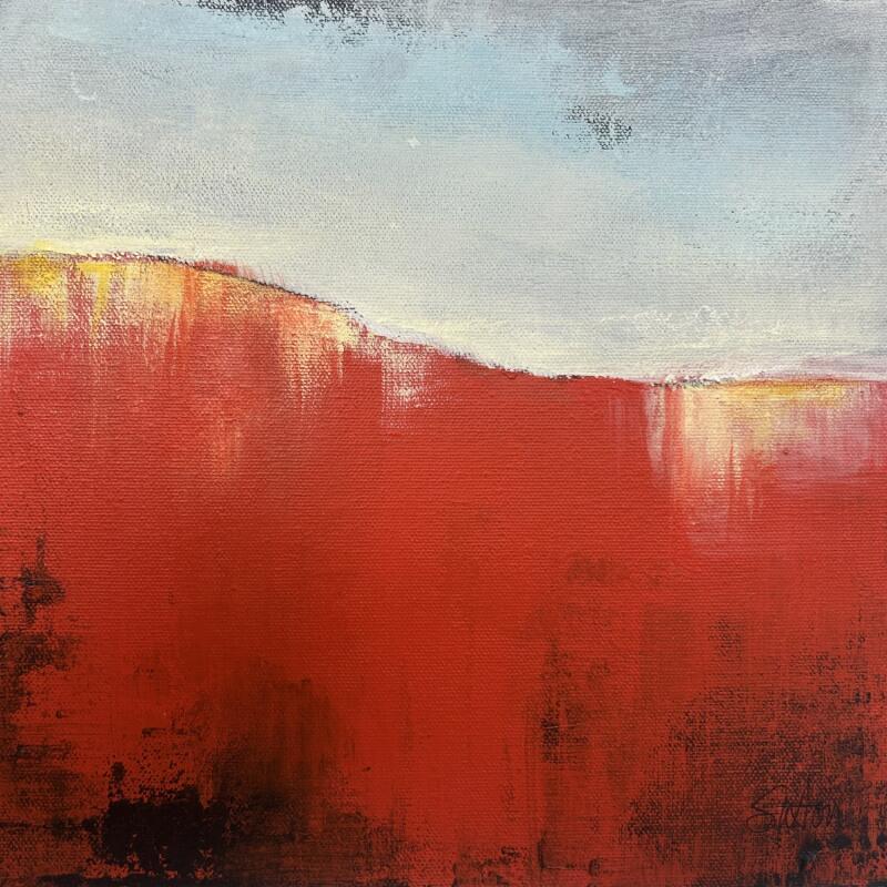 Peinture Red mountain par Saxton Patricia | Tableau Abstrait Paysages Acrylique