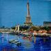 Painting Eiffel Over the Water by Xanlar | Painting Impressionism Landscapes Urban Architecture Oil