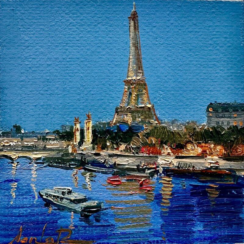 Painting Eiffel Over the Water by Xanlar | Painting Impressionism Landscapes Urban Architecture Oil