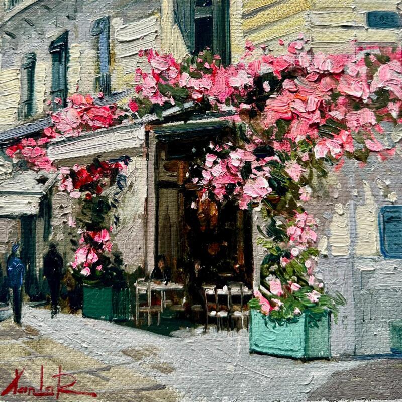 Painting Pink Blossom Café by Xanlar | Painting Impressionism Urban Life style Architecture Oil