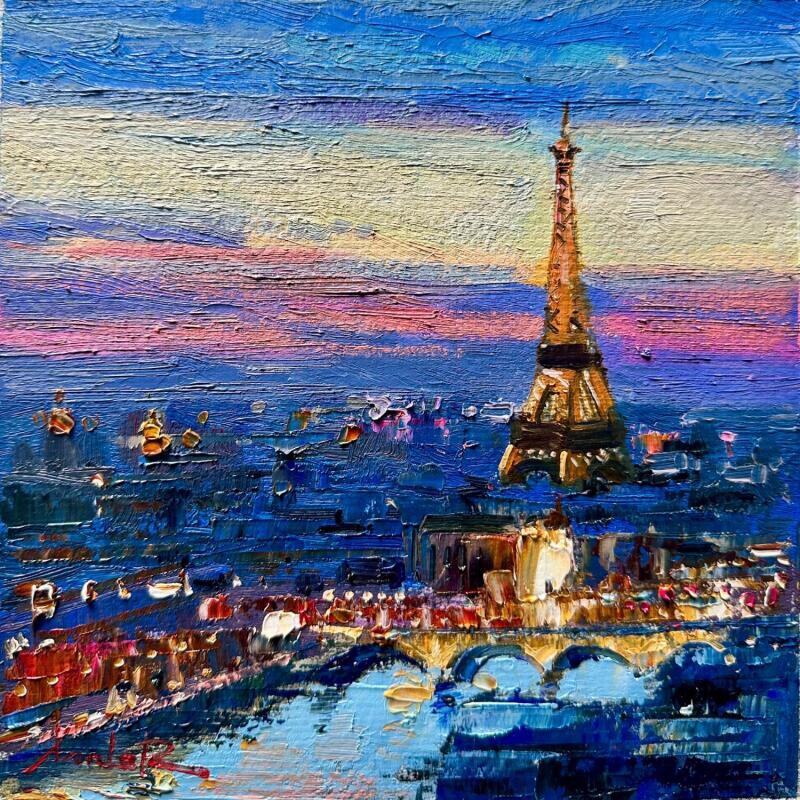 Painting Paris by Nightfall by Xanlar | Painting Impressionism Landscapes Urban Architecture Oil