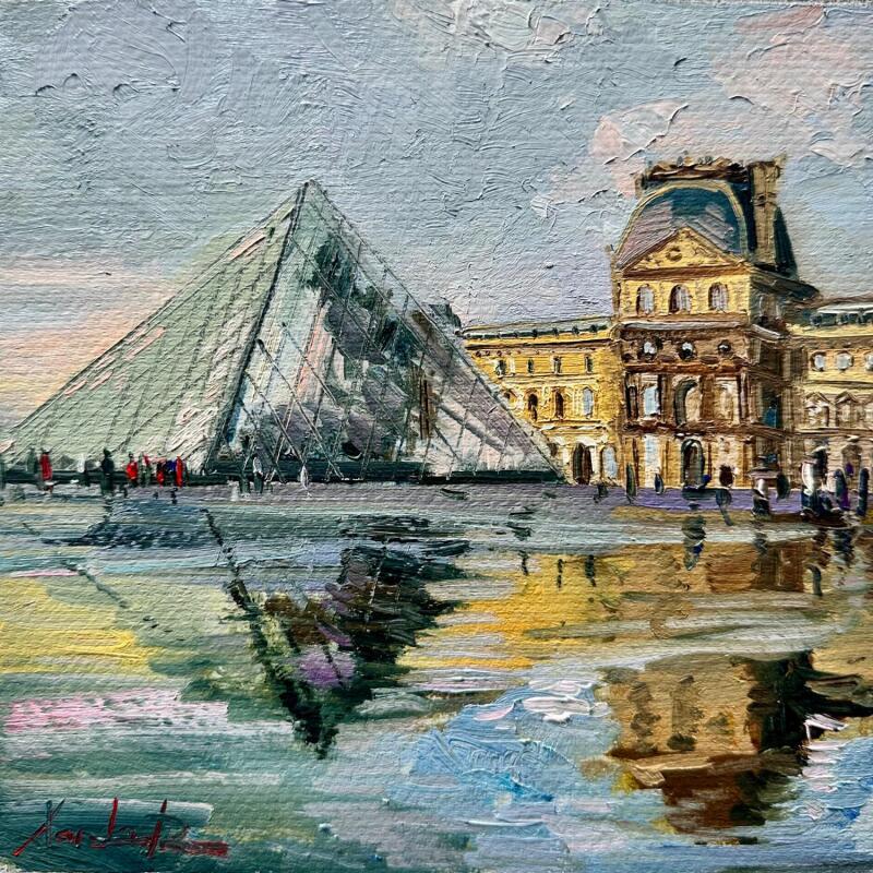 Painting Louvre sous la pluie by Xanlar | Painting Impressionism Landscapes Urban Architecture Oil