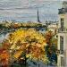 Painting Golden Paris by Xanlar | Painting Impressionism Landscapes Urban Architecture Oil