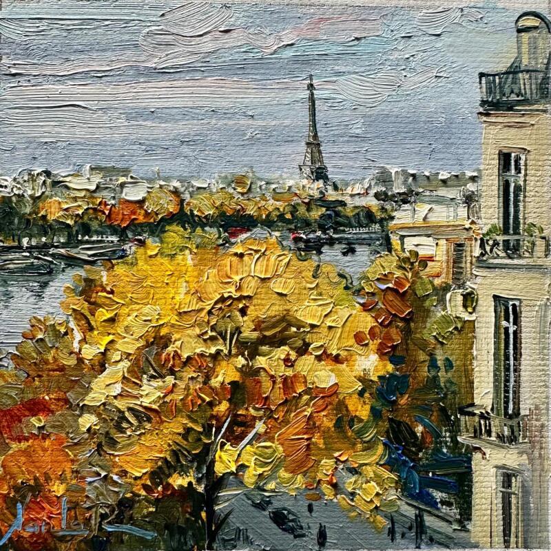 Painting Golden Paris by Xanlar | Painting Impressionism Landscapes Urban Architecture Oil