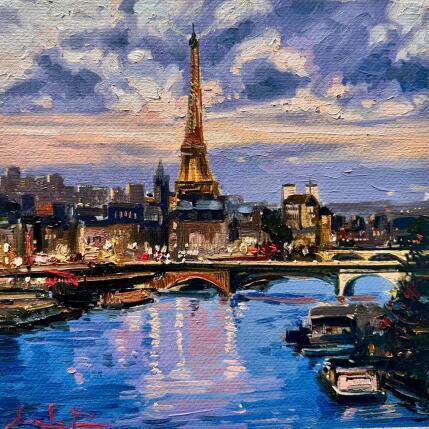 Painting Éclat de Paris by Xanlar | Painting Impressionism Oil Architecture, Landscapes, Urban