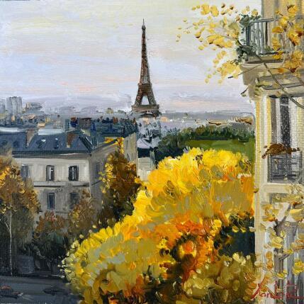 Painting City of Light in Fall by Xanlar | Painting Impressionism Oil Architecture, Landscapes, Urban