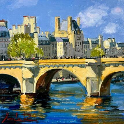 Painting Afternoon on the Seine by Xanlar | Painting Impressionism Oil Architecture, Landscapes, Urban