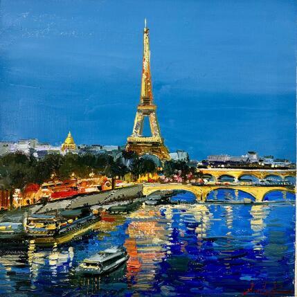 Painting Paris en Lumière by Xanlar | Painting Impressionism Oil Architecture, Landscapes, Urban