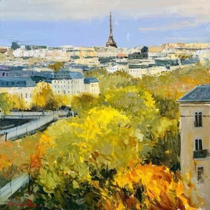 Painting Paris in Golden Leaves by Xanlar | Painting Impressionism Oil Architecture, Landscapes, Urban