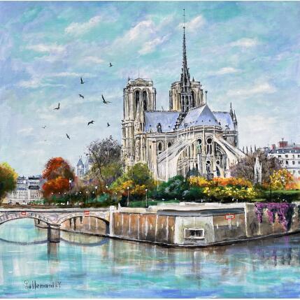 Peinture Notre Dame de Paris par Lallemand Yves | Tableau Figuratif Acrylique Urbain