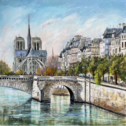 Peinture Notre Dame de Paris par Lallemand Yves | Tableau Figuratif Acrylique Urbain