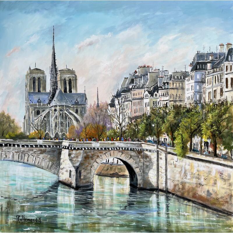 Painting Notre Dame de Paris by Lallemand Yves | Painting Figurative Urban Acrylic