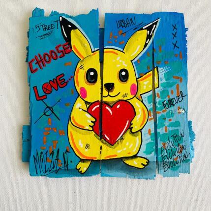 Painting Coeur by Molla Nathalie | Painting Pop-art Acrylic, Posca, Wood Pop icons