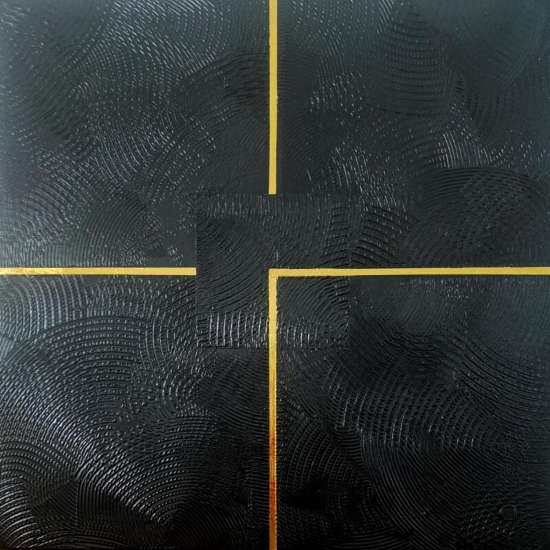 Peinture Hoko par Bauquel Véronique | Tableau Abstrait Minimaliste Acrylique Feuille d'or