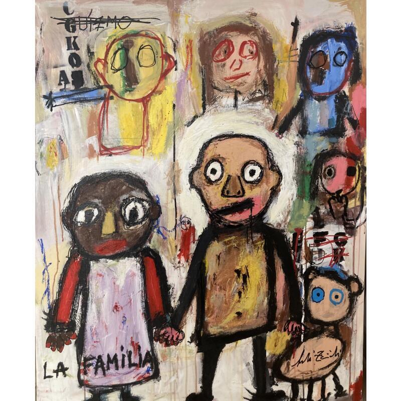Pintura La Familia por Zaïdi Larbi | Pintura Arte bruto Acrílico, Pastel, Posca