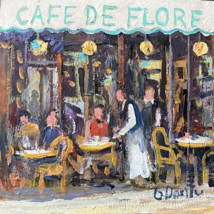 Peinture Café de Flore par Dontu Grigore | Tableau Figuratif Huile Scènes de vie, Urbain