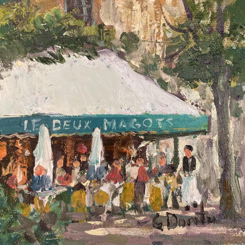 Painting Café « Les Deux Magots » by Dontu Grigore | Painting Figurative Urban Life style Architecture Oil