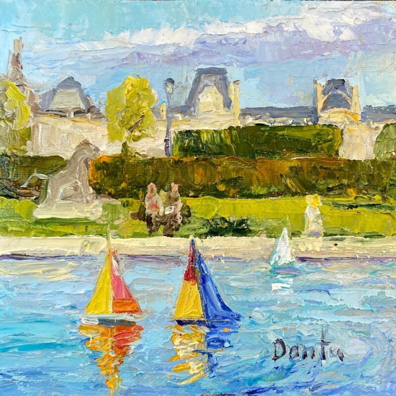 Painting Le basin du jardin de Luxembourg  by Dontu Grigore | Painting Figurative Landscapes Urban Nature Oil