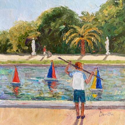 Painting Le petit garçon dans le parc du jardin de Luxembourg  by Dontu Grigore | Painting Figurative Oil Landscapes, Nature, Pop icons, Urban