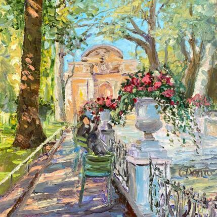 Peinture La fontaine Medici, une journée ensoleillée du printemps par Dontu Grigore | Tableau Figuratif Huile Architecture, Nature, Urbain