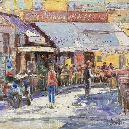 Peinture Café de Paris par Dontu Grigore | Tableau Figuratif Huile Scènes de vie, Urbain