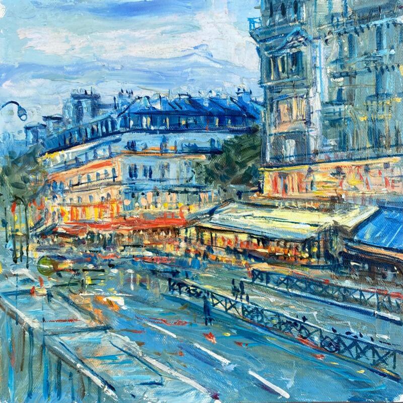 Painting Le boulevard parisien la nuit by Dontu Grigore | Painting Figurative Urban Nature Architecture Oil