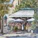 Painting Le petit déjeuner au Café de Flore by Dontu Grigore | Painting Figurative Urban Life style Architecture Oil