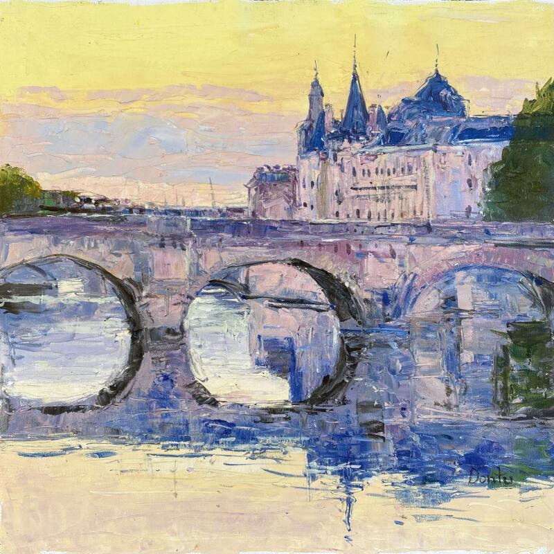 Painting Le Pont Neuf en crépuscule  by Dontu Grigore | Painting Figurative Landscapes Urban Architecture Oil