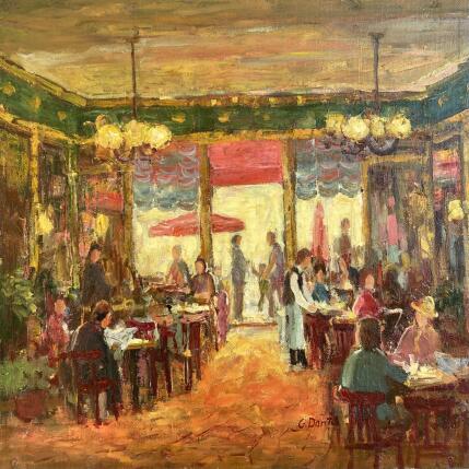 Painting L’intérieur du vieux café parisien by Dontu Grigore | Painting Figurative Oil Architecture, Life style, Urban