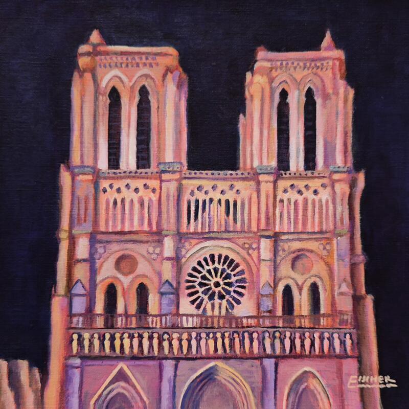 Peinture La Dame de Paris en lumière par Emma Fischer | Tableau Figuratif Paysages Urbain Architecture Acrylique