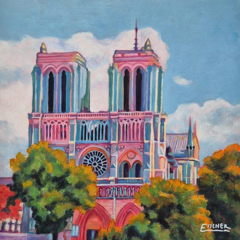 Peinture La Dame pigmentée par Emma Fischer | Tableau Figuratif Paysages Urbain Architecture Acrylique