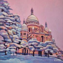 Peinture Le dôme immaculé par Emma Fischer | Tableau Figuratif Acrylique Architecture, Paysages, Urbain