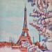 Peinture Le souffle de l’hiver sur Paris par Emma Fischer | Tableau Figuratif Urbain Nature Architecture Acrylique