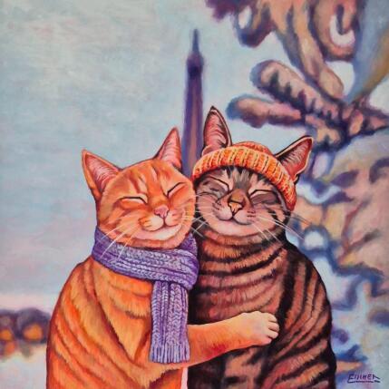 Peinture Emmitouflés à Paris par Emma Fischer | Tableau Figuratif Acrylique Animaux, Nature, Urbain