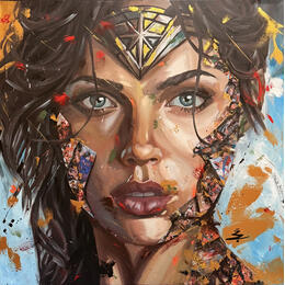 Painting wonder woman  by Caizergues Noël  | Painting Pop-art Acrylic, Gluing Pop icons