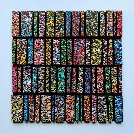 Painting Bandecolors 60 parterre fleurs by Langeron Luc | Painting Subject matter Acrylic, Resin, Wood