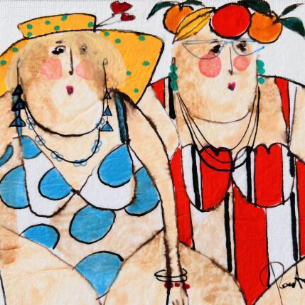 Peinture Marguerite et Joséphine par Colombo Cécile | Tableau Art naïf Acrylique, Aquarelle, Collage, Encre, Pastel Portraits