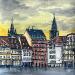 Painting La place Kléber à Strasbourg  by Touras Sophie-Kim  | Painting Realism Landscapes Urban Architecture Acrylic