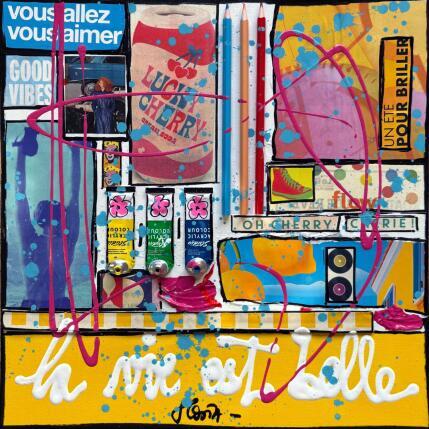 Painting La vie est belle ! by Costa Sophie | Painting Pop-art Acrylic, Gluing, Upcycling