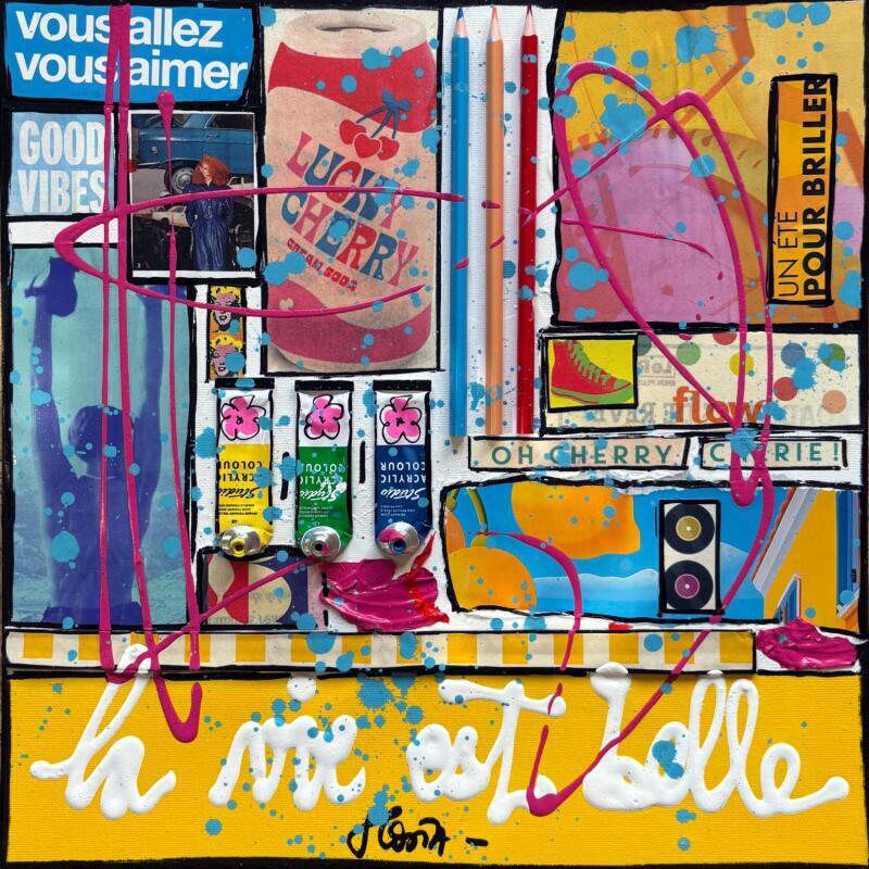 Painting La vie est belle ! by Costa Sophie | Painting Pop-art Acrylic Gluing Upcycling