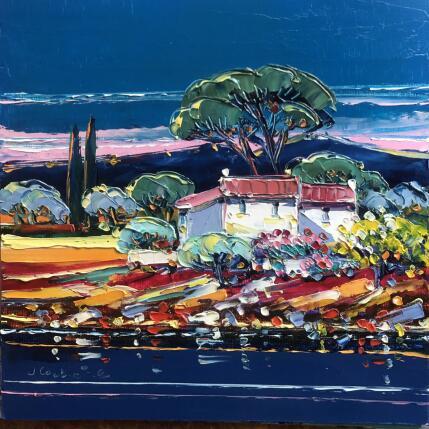 Painting Soirée bleue by Corbière Liisa | Painting Figurative Oil Landscapes