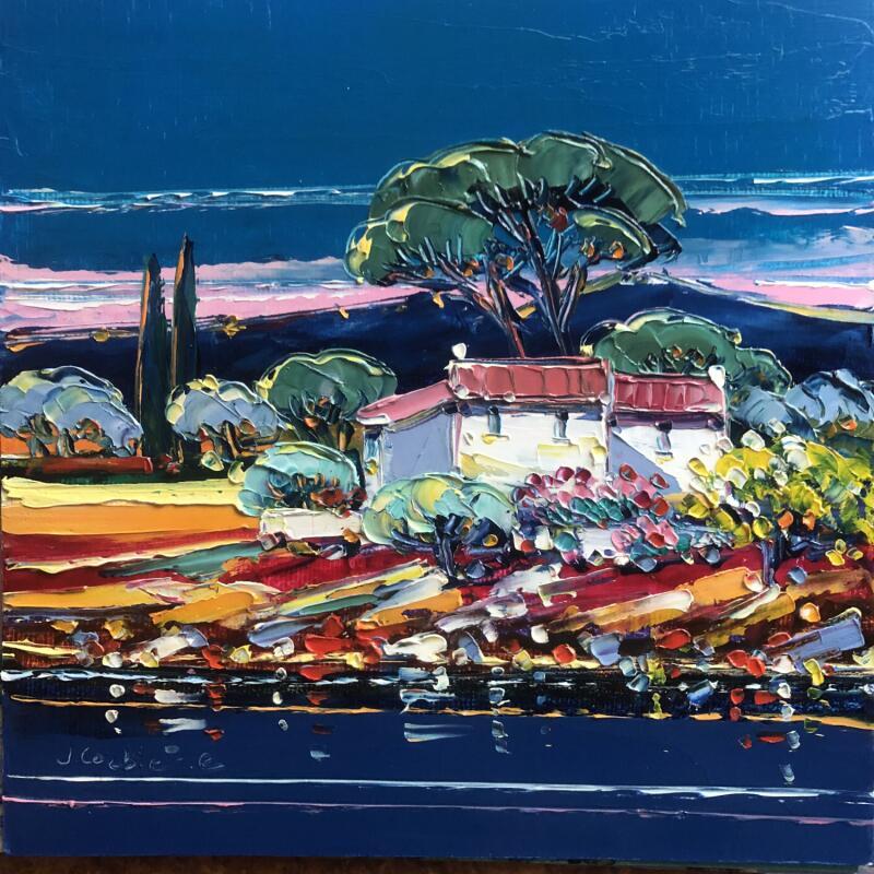 Peinture Soirée bleue par Corbière Liisa | Tableau Figuratif Paysages Huile