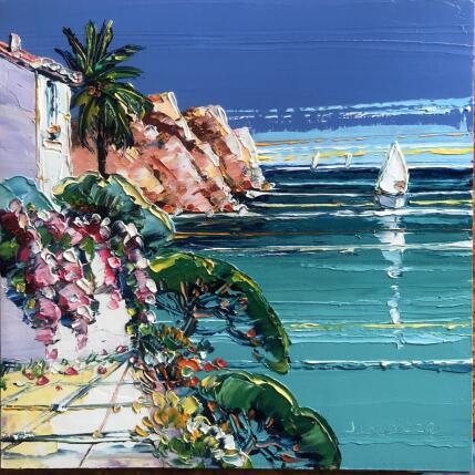 Painting Bord de mer fleuri by Corbière Liisa | Painting Figurative Oil Landscapes