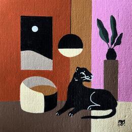 Peinture Moon par Birsak Mariah | Tableau Art naïf Acrylique