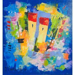Painting Toi et moi by Bastide d´Izard Armelle | Painting Abstract Acrylic Architecture, Landscapes