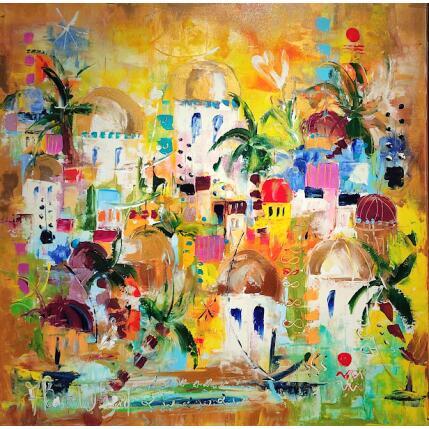 Peinture Au bord du fleuve par Bastide d´Izard Armelle | Tableau Abstrait