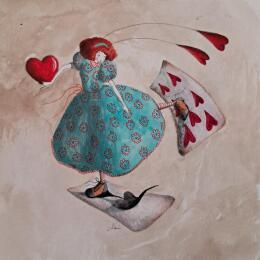 Painting Oplà! by Nai | Painting Surrealism Acrylic, Cardboard, Gluing Child, Life style, Pop icons